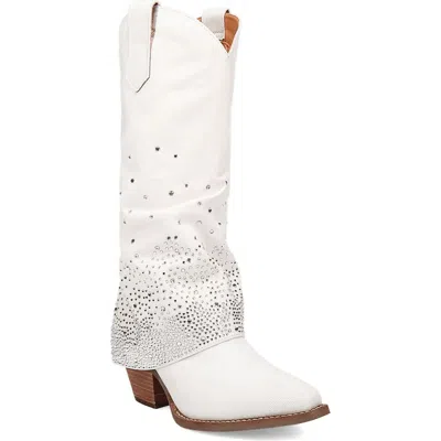 Dingo Eye Candy Knee High Denim Western Boot In White