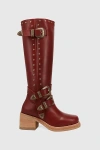 Dingo Fillmore Studded Knee High Boot In Burgundy