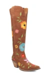 Dingo Flower Power Knee High Western Boot In Brown