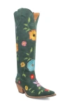 Dingo Flower Power Knee High Western Boot In Green