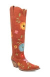 Dingo Flower Power Knee High Western Boot In Rust