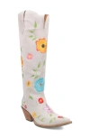 Dingo Flower Power Knee High Western Boot In White