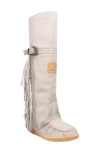 Dingo Fringe Moc Toe Boot In Off White