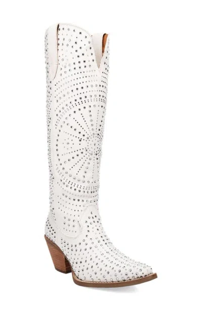 Dingo Honkeytonk Honey Knee High Denim Boot In White