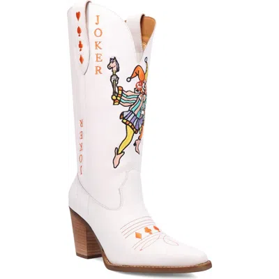 Dingo Joker Embroidered Western Boot In White