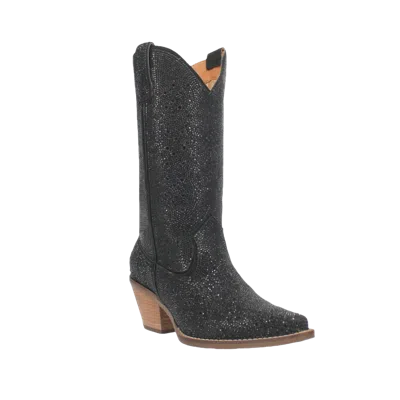 Pre-owned Dingo ® Ladies Silver Dollar Black Rhinestone Boots Di570-bk