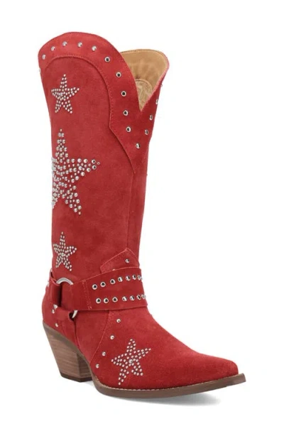 Dingo Lucky Stars Knee High Western Boot In Red