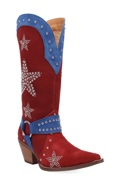 Dingo Lucky Stars Knee High Western Boot In Red