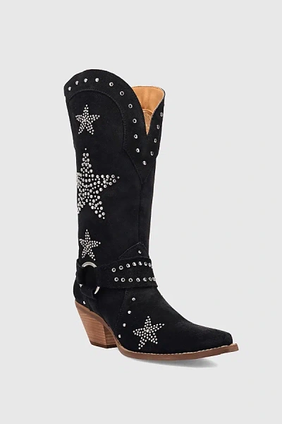 Dingo Lucky Stars Suede Leather Cowboy Boot In Black, Women's At Urban Outfitters