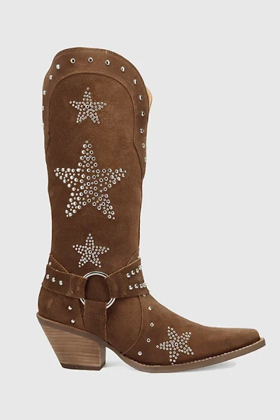 Dingo Lucky Stars Suede Leather Cowboy Boot In Brown, Women's At Urban Outfitters