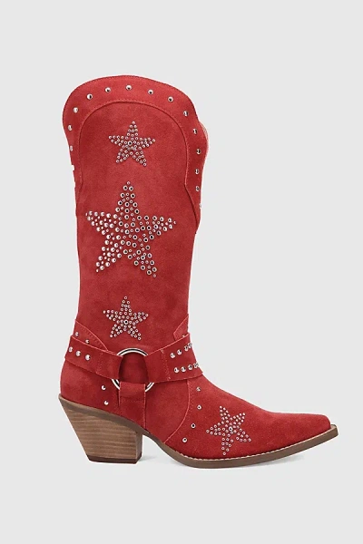 Dingo Lucky Stars Suede Leather Cowboy Boot In Red, Women's At Urban Outfitters In Multi
