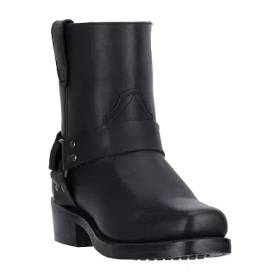 Dingo Mens Block Heel Motorcycle Boots Rev Up In Black