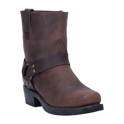 Dingo Mens Block Heel Motorcycle Boots Rev Up In Brown