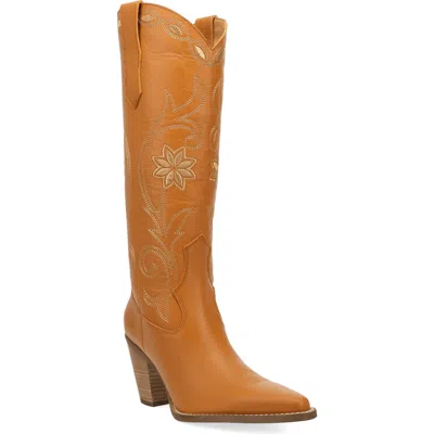 Dingo Miss Daisy Knee High Western Boot In Orange