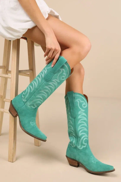 Dingo Movin' On Green Suede Leather Knee-high Western Boots