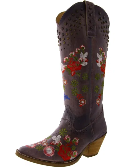 Dingo Poppy Womens Leather Heels Cowboy, Western Boots In Camel