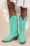 Dingo Pretty 'n Pink Green Leather Knee-high Western Boots In Green