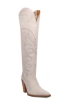 Dingo Primadonna Pointed Toe Over The Knee Western Boot In White