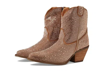 Dingo Rhinestone Cowgirl Leather Bootie In Gold