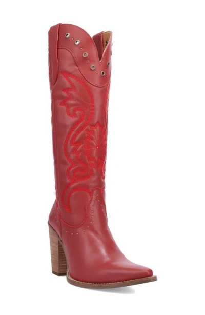 Dingo Rock N Rebel Knee High Western Boot In Red