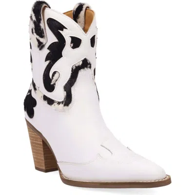 Dingo Run Wild Animal Print Western Boot In White Cow