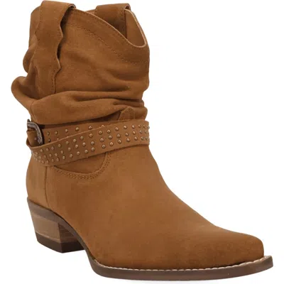 Dingo Scrunchy Leather Bootie In Brown
