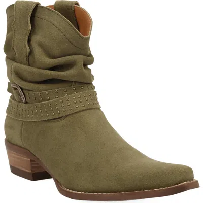 Dingo Scrunchy Leather Bootie In Green