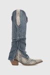 Dingo Shabby Leather Boot In Blue