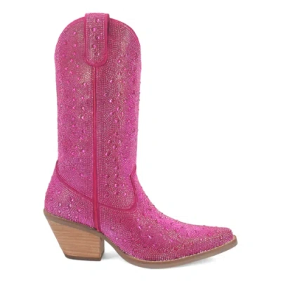 Pre-owned Dingo Silver Dollar Rhinestone Round Toe Cowboy Womens Pink Casual Boots Di570-