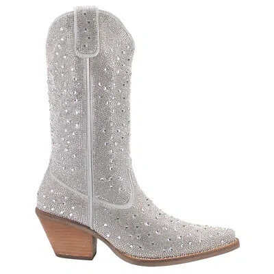 Pre-owned Dingo Silver Dollar Rhinestone Round Toe Cowboy Womens Silver Casual Boots Di57