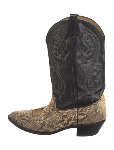 Pre-owned Dingo Snakeskin Animal Print Western Boots In Blue