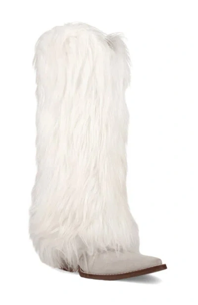 Dingo Snuggle Faux Fur Western Boot In White
