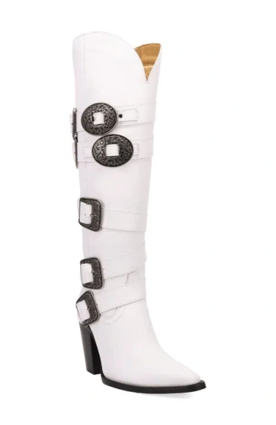 Dingo Spurwest Over The Knee Western Boot In White