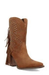 Dingo Star Power Fringe & Stud Western Boot In Brown