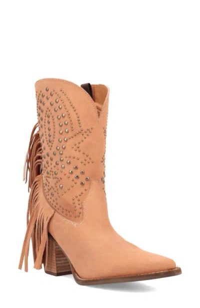 Dingo Star Power Fringe & Stud Western Boot In Orange