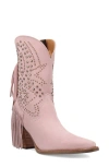 Dingo Star Power Fringe & Stud Western Boot In Pink