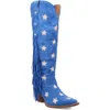 Dingo Super Star Knee High Western Boot In Blue