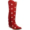 Dingo Super Star Knee High Western Boot In Red