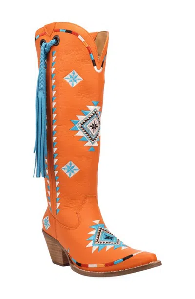 Dingo Terracotta Leather Western Boot In Orange