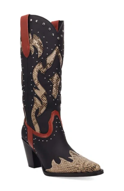 Dingo Untamed Genuine Calf Hair Western Boot In Black