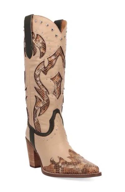 Dingo Untamed Genuine Calf Hair Western Boot In Sand
