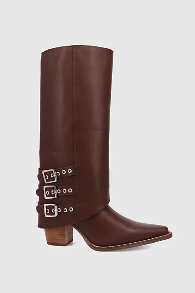 Dingo Urban Cowgirl Leather Foldover Cowboy Boot In Brown, Women's At Urban Outfitters In Multi