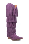 Dingo Wild Child Fringe Knee High Western Boot In Purple