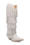 Dingo Wild Child Fringe Knee High Western Boot In White