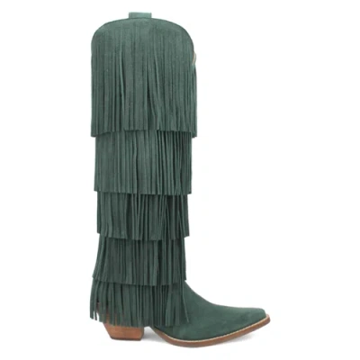 Pre-owned Dingo Wild Child Fringe Snip Toe Cowboy Womens Green Casual Boots Di276-300