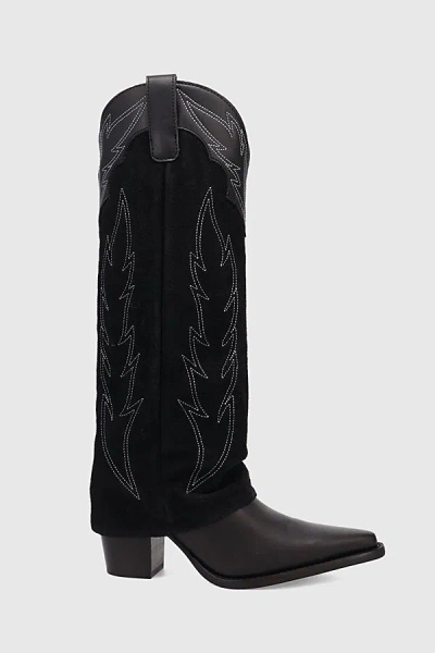 Dingo Wild Fire Leather Foldover Cowboy Boot In Black, Women's At Urban Outfitters