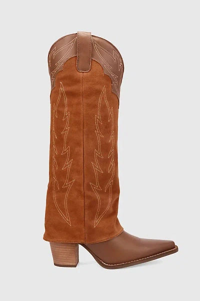 Dingo Wild Fire Leather Foldover Cowboy Boot In Brown, Women's At Urban Outfitters