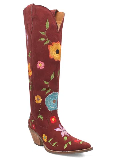 Pre-owned Dingo Women's Flower Power Burgundy In Red
