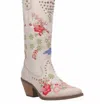 DINGO WOMEN'S POPPY LEATHER BOOTS IN WHITE