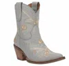 Dingo Womens Primrose Stacked Heel Cowboy Boots In Blue